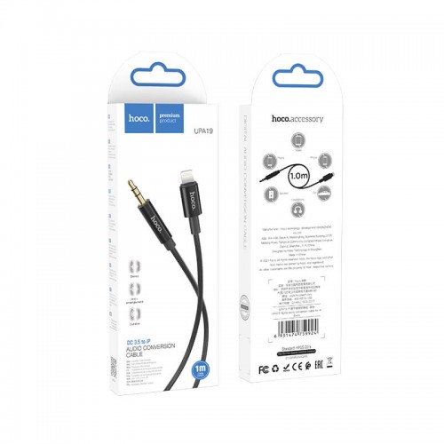 Кабель HOCO AUX to Lightning digital audio conversion cable UPA19 |1M| black