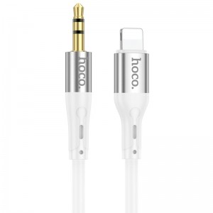 Кабель HOCO 3.5 mm to Lightning silicone digital audio conversion cable UPA22 |1M| white