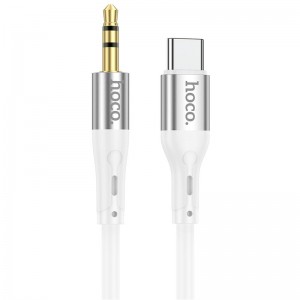 Кабель HOCO 3.5 mm to Type-C silicone digital audio conversion cable UPA22 |1M| white