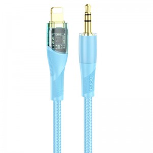Кабель HOCO 3.5 mm to lightning Transparent Discovery Edition Digital audio conversion cable UPA25 |1M| blue