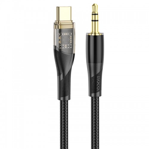 Кабель HOCO 3.5 mm to Type-C Transparent Discovery Edition Digital audio conversion cable UPA25 |1M| black