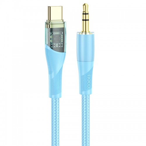Кабель HOCO 3.5 mm to Type-C Transparent Discovery Edition Digital audio conversion cable UPA25 |1M| black