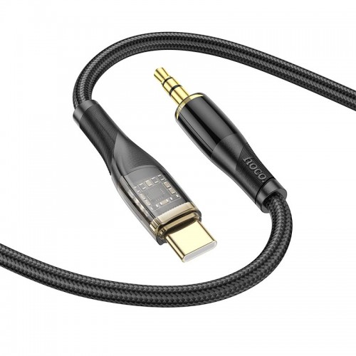 Кабель HOCO 3.5 mm to Type-C Transparent Discovery Edition Digital audio conversion cable UPA25 |1M| blue