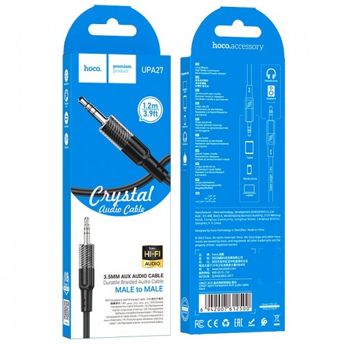Кабель HOCO Spirit transparent AUX audio cable UPA27 |1.2M| black