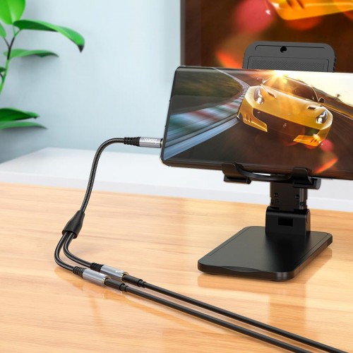 Кабель HOCO 2-in-1 3.5 headset audio adapter cable UPA21 (male to 2female) |0.25M|