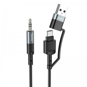 Кабель Hoco Type-C + USB 2-in-1 digital audio conversion cable UPA23 |1m, DAC| black