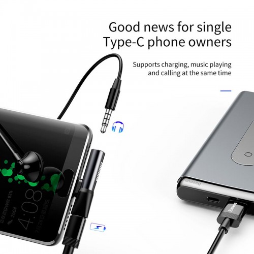 Адаптер BASEUS Type-C (вход) на 3,5 мм + Type-C L41 черный