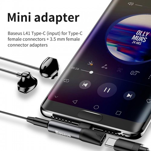 Адаптер BASEUS Type-C (вход) на 3,5 мм + Type-C L41 черный