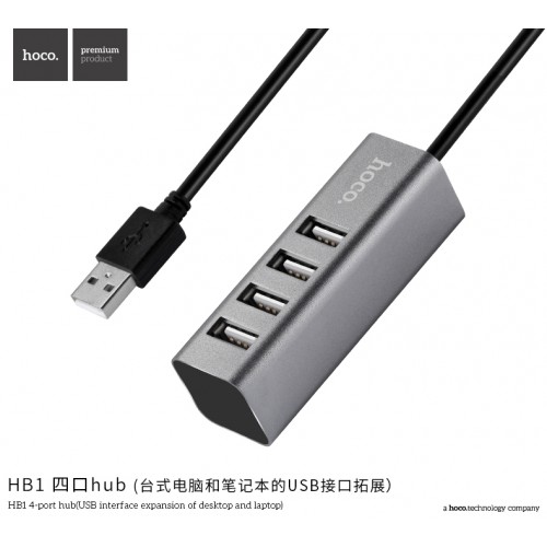 HUB адаптер HOCO USB Line machine HB1 |4USB| grey
