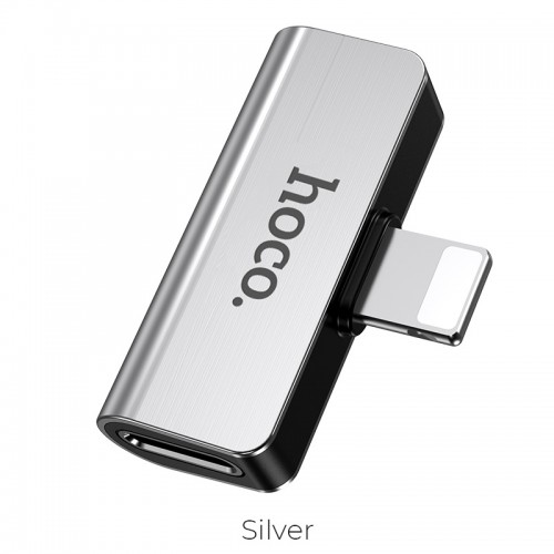 Переходник Hoco Lightning to lightning audio/lightning charging LS24 |2A| silver