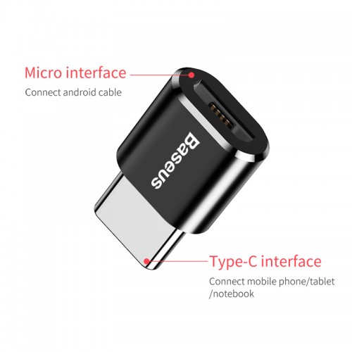 Переходник BASEUS mini Micro USB to Type-C |2.4A| (CAMOTG-01) black