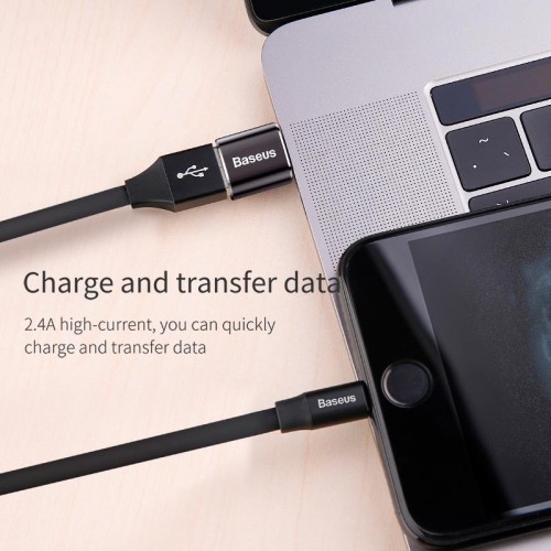 Переходник Baseus Female USB to Type-C Male OTG Adapter Converter |2.4A| (CATOTG-01) black