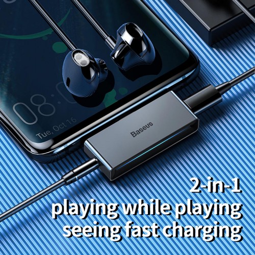 Переходник BASEUS Type-C Male to Type-C/3.5mm L57 |18W PD| black