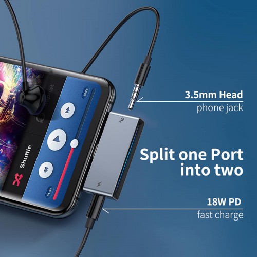 Переходник BASEUS Type-C Male to Type-C/3.5mm L57 |18W PD| black