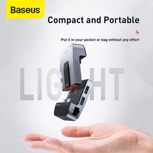 HUB адаптер Baseus Armor Age Type-C Bracket Multifunctional |3USB*3.0, Type-C, 4KHDMI, AUX, RG45| grey