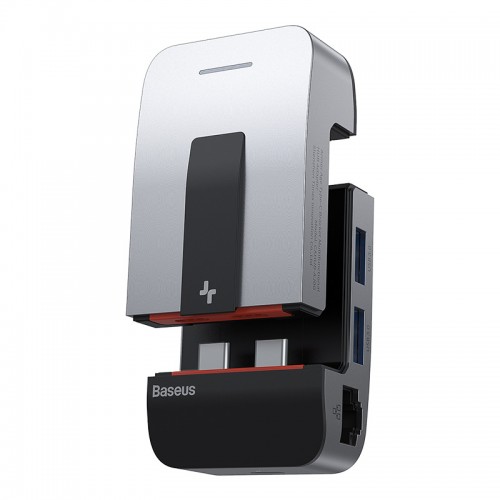 HUB адаптер Baseus Armor Age Type-C Bracket Multifunctional |3USB*3.0, Type-C, 4KHDMI, AUX, RG45| grey