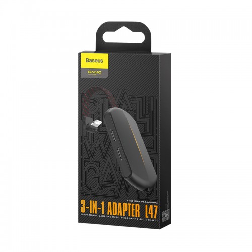 Переходник BASEUS GAMO 3-in-1 Lightning Male to Dual lightning/3.5mm Female Adapter L47 black