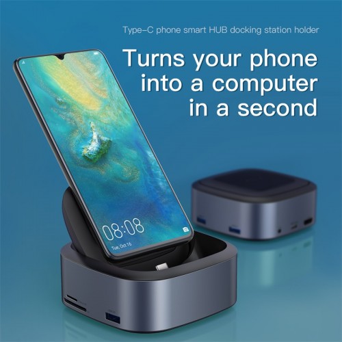Док-станция BASEUS Mate Docking Type-C Mobile Phone Intelligent HUB Expanded Socket |8 Ports, PD 49W, SD/Micro SD, 3.5mm, 4KHD| (CAHUB-S0G) grey
