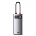 Хаб-адаптер BASEUS Type-C Metal Gleam Series 4-в-1 многофункциональная док-станция |2USB, HDMI, Type-C, 100W PD| (CAHUB-CY0G) серый