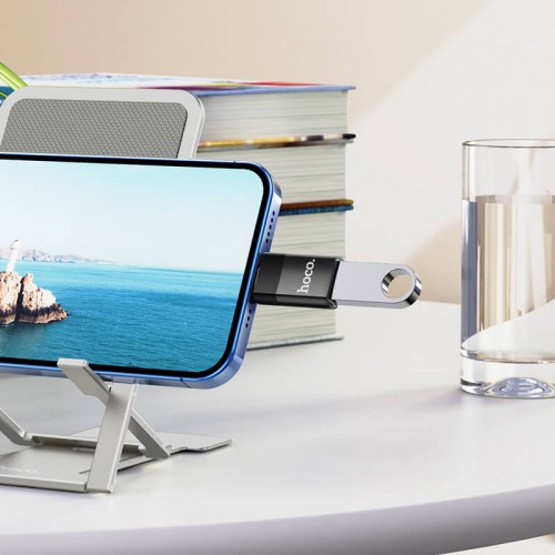 Переходник HOCO Lightning to USB female adapter UA17 |2A, USB2.0 OTG| black