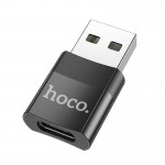 Перехідник HOCO USB To Type-C female adapter UA17 |3A, USB2.0| black