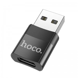 Переходник HOCO USB to Type-C female adapter UA17 |3A, USB2.0| black