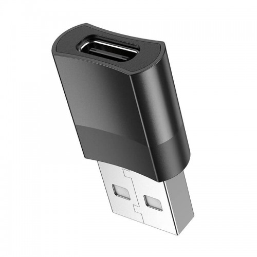 Переходник HOCO USB to Type-C female adapter UA17 |3A, USB2.0| black
