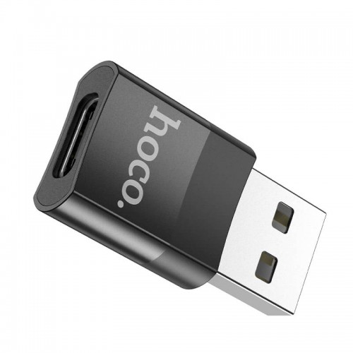 Переходник HOCO USB to Type-C female adapter UA17 |3A, USB2.0| black