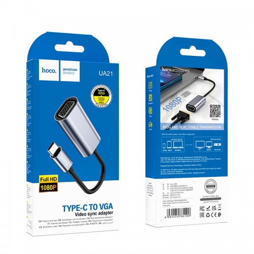 Переходник HOCO Origin Type-C to VGA converter UA21 |1080p| grey