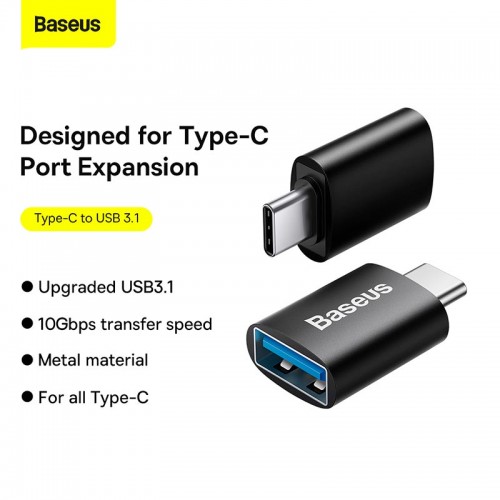 Переходник Baseus Ingenuity Series Mini OTG Adaptor Type-C to USB-A 3.1 |10Gbps| black