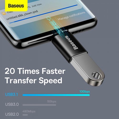 Переходник Baseus Ingenuity Series Mini OTG Adaptor Type-C to USB-A 3.1 |10Gbps| black