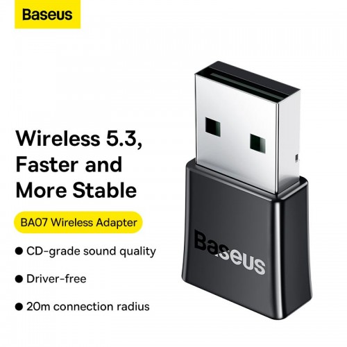Bluetooth-адаптер Baseus BA07 Wireless Adapter |BT5.3| (ZJBA010001) black