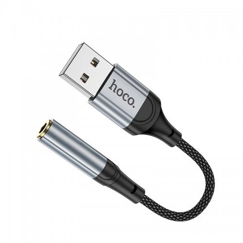 Переходник HOCO Fresh external sound card USB to 3.5 LS36 |0.12m, DAC| black
