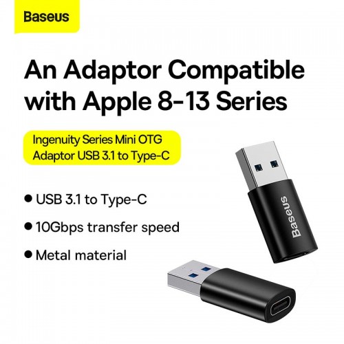 Переходник Baseus Ingenuity Series Mini OTG Adaptor USB 3.1 to Type-C black