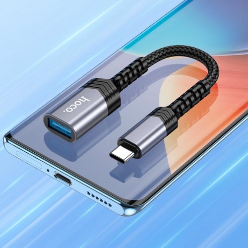 Переходник HOCO Type-C male to USB female 3.0 converter UA24 grey