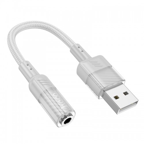 Адаптер HOCO Spirit прозрачная внешняя звуковая карта USB на 3.5 мм LS37 |15 см, ЦАП| черный