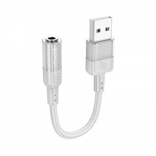 Адаптер HOCO Spirit прозрачная внешняя звуковая карта USB на 3.5 мм LS37 |15 см, ЦАП| черный