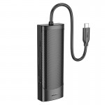 Хаб-адаптер HOCO Easy safe Type-C 7-в-1 многофункциональный конвертер HB43 |PD 100W/HDMI/SD, 2USB/1Type-C| черный