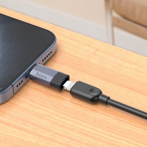 Переходник HOCO Type-C male to iP female charging and data adapter UA29 |3A| black