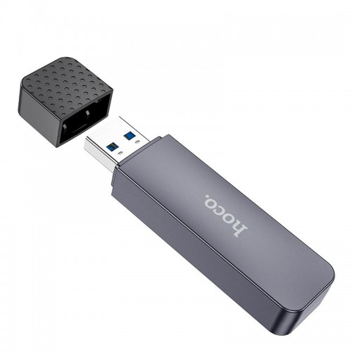 Переходник HOCO Spirit 2-in-1 USB 2.0 card reader HB45 |480Mbps, 2TB Max| metal-grey