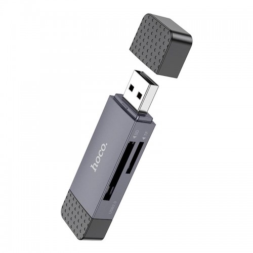 Переходник HOCO Spirit 2-in-1 USB/Type-C 2.0 card reader HB45 |480Mbps, 2TB Max| metal-grey