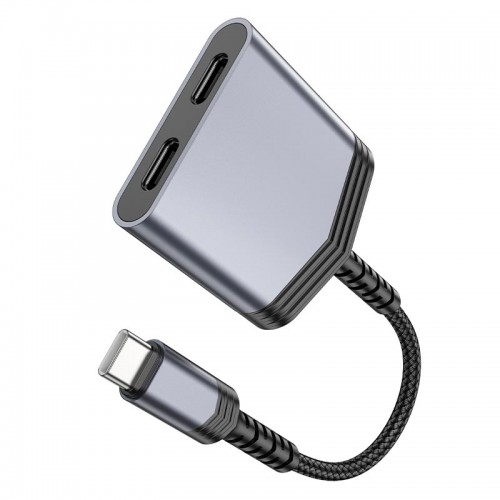 Переходник HOCO Type-C to dual Type-C digital audio converter LS40 |27W, DAC| metal-grey