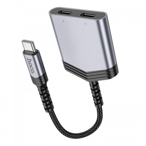 Переходник HOCO Type-C to dual Type-C digital audio converter LS40 |27W, DAC| metal-grey