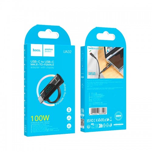 Переходник HOCO Type-C male to Type-C female display adapter UA32 |100W| black