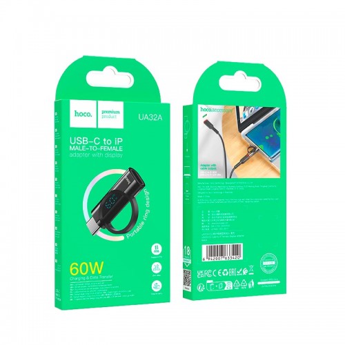 Переходник HOCO Type-C male to Lightning female display adapter UA32A |60W| black