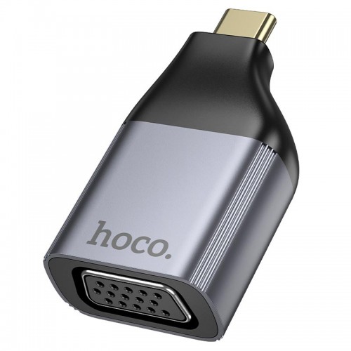Переходник HOCO Type-C to VGA adapter UA34 |2k Ultra HD| metal-grey