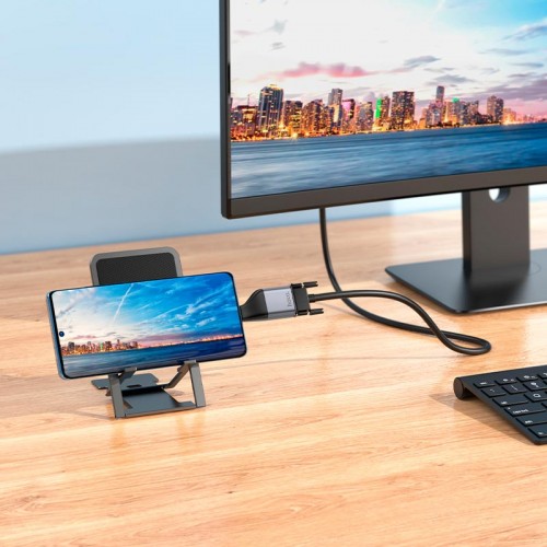 Переходник HOCO Type-C to VGA adapter UA34 |2k Ultra HD| metal-grey