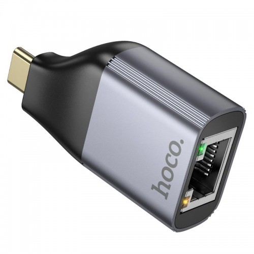 Переходник HOCO Type-C to RJ45 adapter UA35 |100Mbps| metal-grey