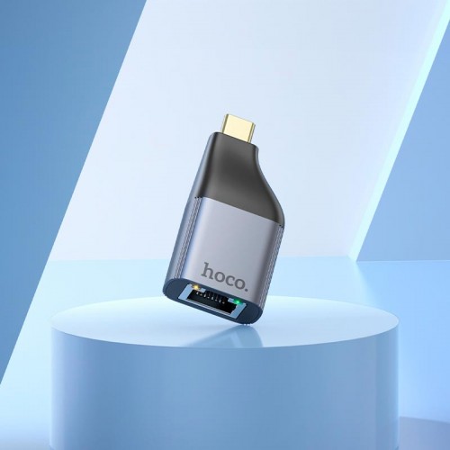 Переходник HOCO Type-C to RJ45 adapter UA35 |100Mbps| metal-grey