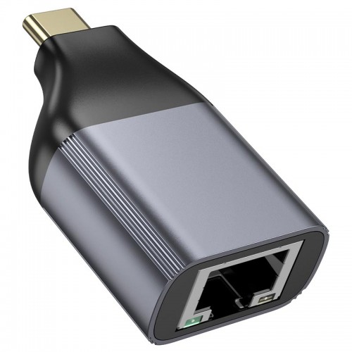 Переходник HOCO Type-C to RJ45 adapter UA35 |100Mbps| metal-grey